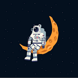 清凉一夏高清图片_一位穿着宇航服的宇航员坐在月牙