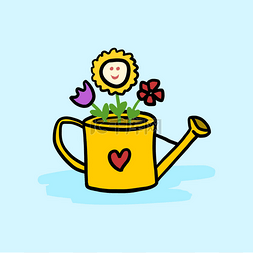 flowers图片_Beautiful watering can with valentine heart a