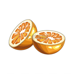橘子半边图标，平面设计