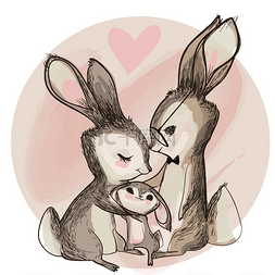 兔子妈妈和兔子图片_可爱兔子家庭