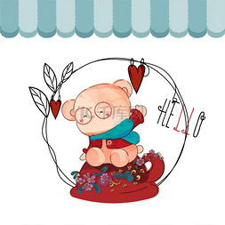 缝合针缝合线图片_可爱的熊宝宝手绘甜蜜的水彩画风