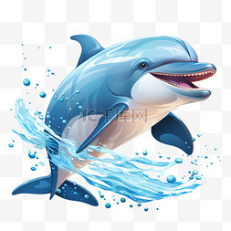 海豚可爱动物免扣元素装饰素材