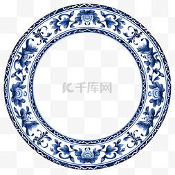 中式装饰图案图片_国风青花瓷图案边框中式元素