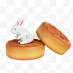 3D中秋兔子月饼场景