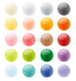 彩色矢量圆形图标图片_集合套的有光泽的彩色按钮元素，