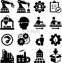 制造工厂和工厂矢量图标