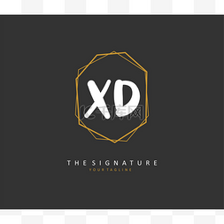 XD初始字母笔迹和签名标识。带有