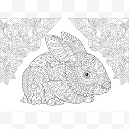 程式化的 Zentangle 仙境兔