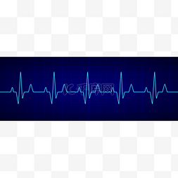 心电图蓝色图片_检测信号线。蓝色心电图。心电图