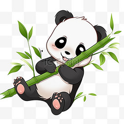 竹子手绘图片_熊猫元素竹子玩耍手绘
