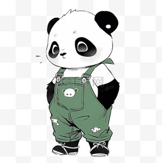 拟人化手绘图片素材_熊猫拟人化手绘元素免抠
