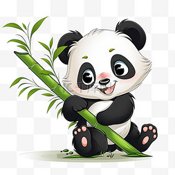 元素手绘竹子可爱熊猫