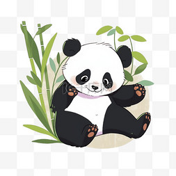熊猫吃竹子图片_吃柱子熊猫呆萌免抠手绘元素