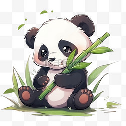 可爱草坪图片_呆萌可爱手绘熊猫元素