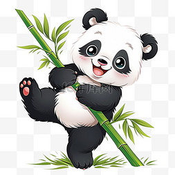 党建无字背景图片_竹子元素玩耍可爱熊猫手绘