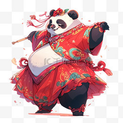 穿着戏服熊猫元素手绘