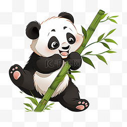 熊猫图片_元素手绘可爱熊猫竹子