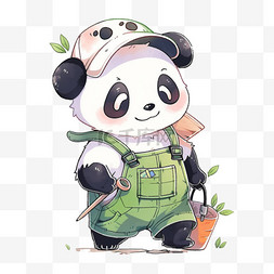 熊猫熊猫手绘图片_可爱熊猫拟人化手绘免抠元素