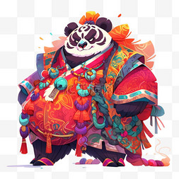 穿着戏服熊猫拟人化手绘元素