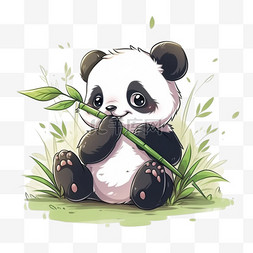 呆萌熊猫图片_手绘元素呆萌可爱熊猫
