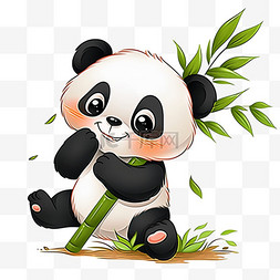 竹子手绘图片_玩耍的熊猫竹子手绘免抠元素