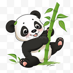灰色烟雾背景图图片_手绘元素可爱熊猫竹子