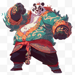 熊猫拟人化手绘穿着戏服元素