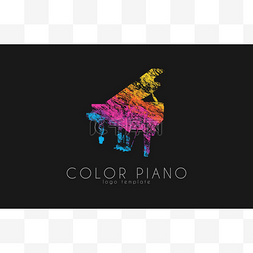 音乐标志图片_颜色钢琴徽标。彩虹音乐标志。创