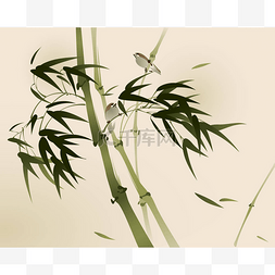 竹树矢量图片_燕子在竹树的树枝