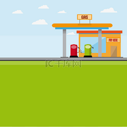 背景加油站图片_加油站与泵和现金建设与背景