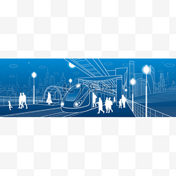 城市交通棋盘图片_基础设施和运输的全景。单轨列车