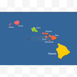 矢量群岛图片_夏威夷矢量图高度详细的轮廓说明