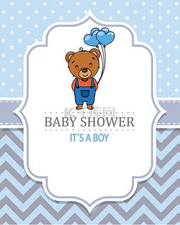 男婴淋浴卡。.可爱的熊与心形气