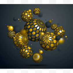 写实的装饰金球体矢量图解，抽象