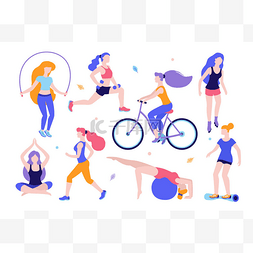 女性骑自行车图片_妇女活动。集妇女做运动, 瑜伽, 