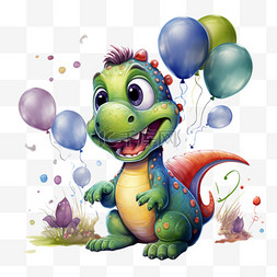 恐龙动物气球卡通AI元素立体免扣