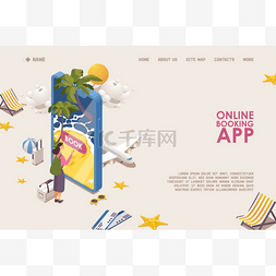 在线预订图片_在线移动应用程序横幅或登陆页面