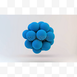 分子 3d 概念图。抽象球体。蓝球