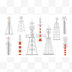 信号传输图片_各种无线电塔平面图标集.无线卫