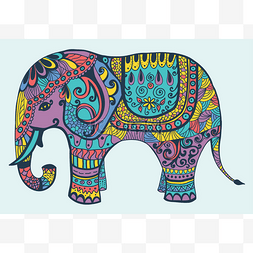 程式化的 manycolored 大象