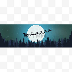 圣诞老人与雪橇图片_矢量文件显示圣诞老人与雪橇和驯