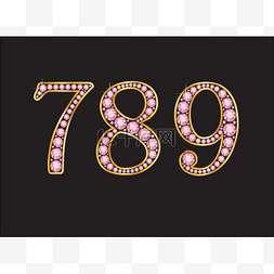 789 Rose Quartz Jeweled Font with Gold Channe