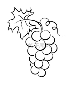 葡萄元素logo图片_矢量黑白插画的葡萄徽标.
