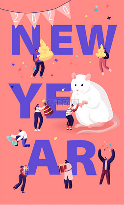 鼠年日历海报图片_2020年新年庆祝理念。 中国传统日