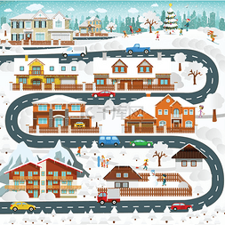 郊区矢量图片_生活在郊区 — — 冬季