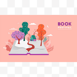 Book festival concept of a small house in the