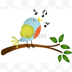 小小的鸟唱歌，在树枝上