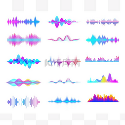 多种彩色图片_五彩缤纷的声波。 音频信号波、