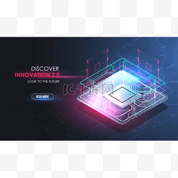 futuristic图片_CPU concept with futuristic HUD elements. Dig