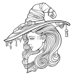 帽子的美丽女巫